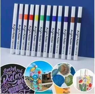 12 Colors Acrylic Marker Pens – Multi-Surface Waterproof Art Markers